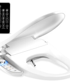 Electric Smart Bidet Seat - Heated & Elongated Design with Warm Water Wash, Wireless Remote, and Self-Cleaning Nozzle | Includes Soft-Closing Lid, LED Nightlight & Air Dryer