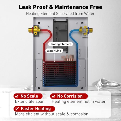 ThermoMate Tankless Water Heater Electric, 11kW at 240 Volt, On Demand Instant Hot Water Heater for Point of Use, Self-Modulating Save Energy, Save Space, 2.15GPM at 35°F Rise - Image 6