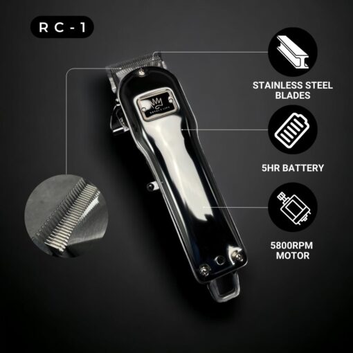 Royal Clips Hair and Beard Fade Kit 2.0 – Professional Clipper, Trimmer & Foil Shaver Bundle for Men, Complete Haircut Set for Barbers, Home Use & Grooming – 5-Hour Battery, 10pcs Limit Combs, Silver - Image 6