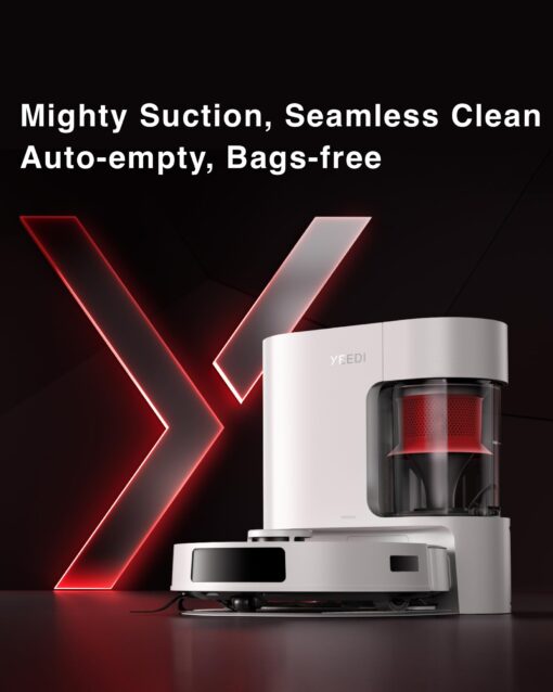 Yeedi C12 Plus Robot Vacuum and Mop, 8000Pa Strong Suction, 7-Week Dust Storage, Bagless Dust Bin, PureCyclone Tech, ZeroTangle Brush, White - Image 2