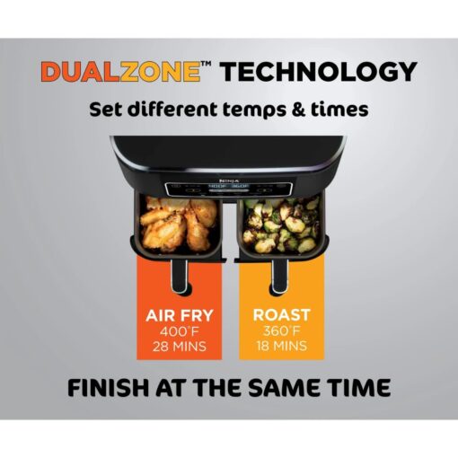Ninja Foodi 4-in-1 8-Quart 2-Basket Air Fryer with DualZone Technology – Air Fry, Roast, Reheat, Dehydrate; Independent Cooking Zones; Dishwasher Safe - Image 5