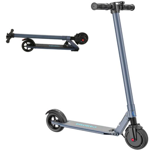 Caroma Electric Scooter 250W(400W Peak), Max 15.5 Miles Range & 15 MPH, 6.5" Solid Tire, Foldable Electric Scooters for Aduls & Kids, Commuting E Scooter for Adults with Braking System (Matte Blue)