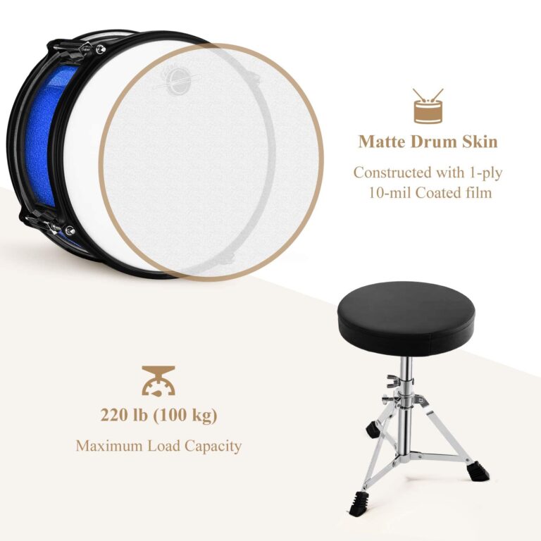Eastar Drum Set for Kids - 16 inch 5-Piece Drum Kit for Beginners with Adjustable Throne and Cymbal, Pedal & Drumsticks, Metallic Blue (EDS-350MBE) - Image 6