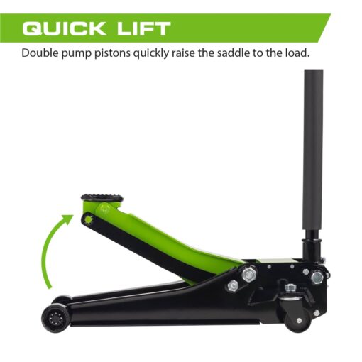 ARCAN Tools 3-Ton (6,000 lbs.) Steel Floor Jack Quick Rise Dual Piston Pump Low Profile, Car Jack, Truck Jack, Service Jack, Farm Jack (A20002) - Image 4