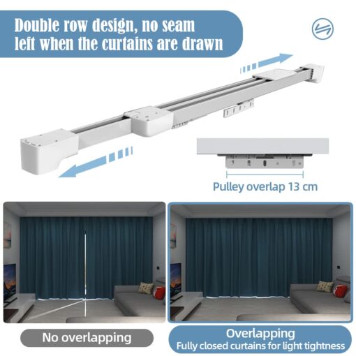 TIPIACE Rechargeable Motorized Curtain tracks to Remote Control Ceiling Mount Electric Retractable Curtain Rail Compatible with Alexa Google Home via Hub (L 94-177 inch OR 240cm - 450cm) - Image 2