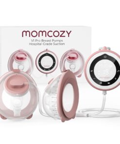 Momcozy Breast Pump Hospital-Grade, Hands-Free & Portable Wearable Pump with 3 Modes|15 Levels, Equipped with Leak-Proof DoubleFit Flange, Deep Pink
