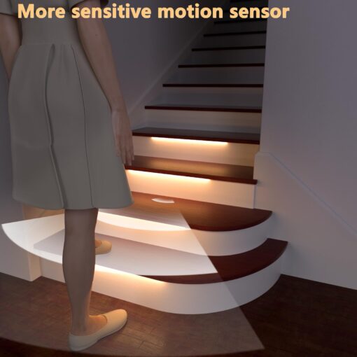 Ameistor Intelligent Motion Sensor Stair Lights Indoor, LED Step Lights with Remote Control, 20.4 Inch Aluminum Light Bar, Dimmable, 3000K-6000K (16 Stairs) - Image 6