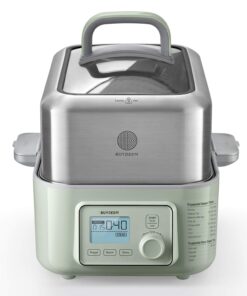 BUYDEEM G553 5-Quart Electric Food Steamer for Cooking, One Touch Vegetable Steamer, Digital Multifunctional Steamer, Quick Steam in 60s, Stainless Steel Steamer Tray, No Stew Pots Included