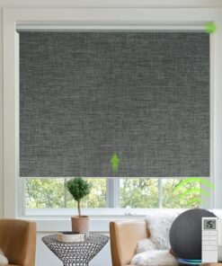 Yoolax Motorized Blinds with Remote, Blackout Smart Blinds Motorized Fabric Roller Shades Work with Alexa, Automatic Shades for Windows Custom Size (Dark Grey)