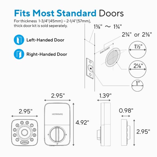 ULTRALOQ U-Bolt Pro Smart Lock with WiFi Bridge, 7-in-1 Fingerprint Keyless Entry Door Lock, App Remote Control, Backlit Keypad, Auto Unlock, Front Door Smart Deadbolt, IP65 Waterproof, 1Year Battery - Image 3