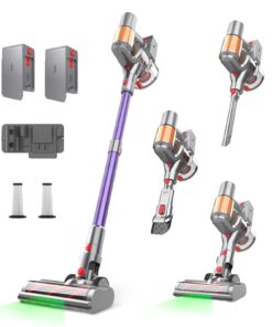 Snowkuna Cordless Vacuum Cleaner, 2 Batteries 120 Mins Runtime, 550W 45KPA Stick Vacuum with Self-Standing, Tangle-Free Brush, LED Display, Vacuum Cleaner for Home Hardwood Floor, Carpet, Pet Hair