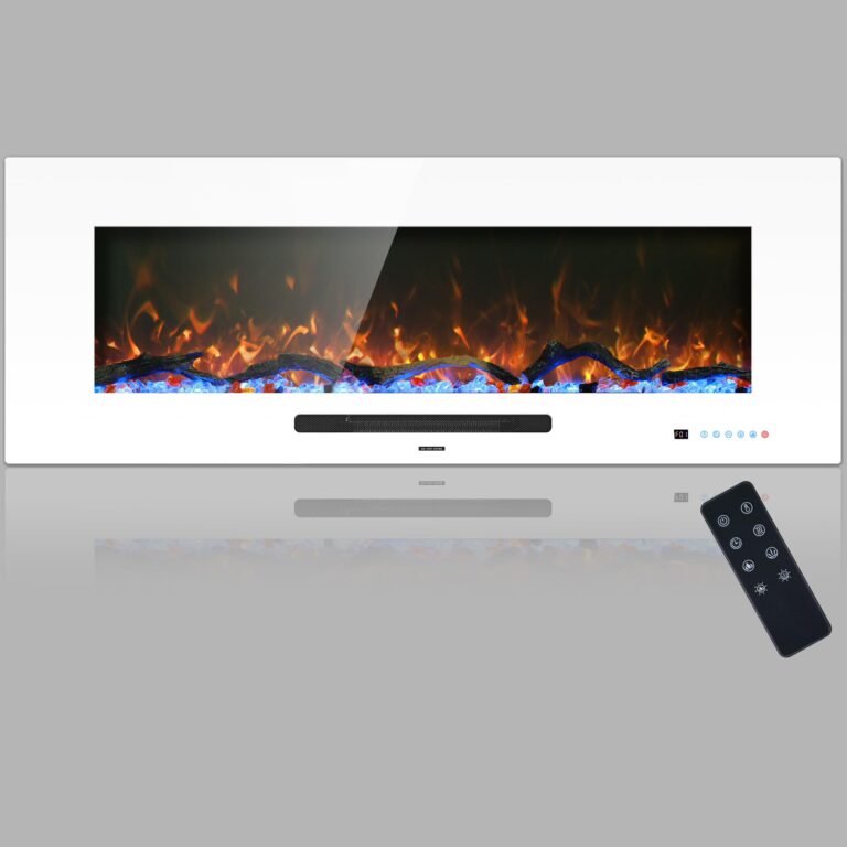 Dreamflame 50" Electric Fireplace Inserts, Recessed & Wall Mounted Fireplace Heater Colorful Flame &Fuel, Remote Control Setting Dimer, Thermostat &Timer, Plug in &Hard-Wire Option, 750W/1500W, White - Image 8