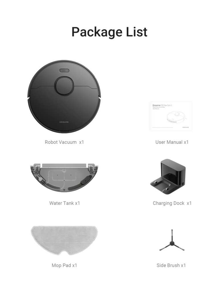 DREAME D9 Max Gen 2 Robot Vacuum and Mop Combo, LDS Navigation, 6000Pa Strong Suction Power, 240mins Runtime, 2-in-1 Sweep and Mop, WiFi, APP, Voice Control - Image 2