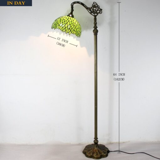 WERFACTORY Tiffany Lamp Floor Green Wisteria Stained Glass Arched Lamp 12X18X64 Inches Gooseneck Adjustable Corner Standing Reading Light Decor Bedroom Living Room S523 Series - Image 7