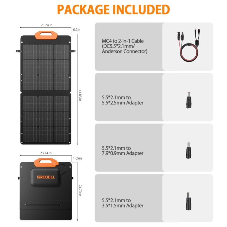 GRECELL 100W Solar Panel for Power Station Generator, 21.5V Portable Foldable Solar Panel with Fast Charger and Adjustable Kickstand Solar Cell Charger for Outdoor Camping RV Van Travel - Image 2