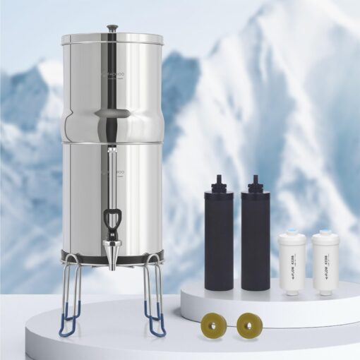 FACHIOO Gravity-Fed Water Filter System, 3.25G Stainless-Steel Countertop System with 2 Black NSF/ANSI 42 Certification Elements, 2 Fluoride, Metal Water Level Spigot, Reduces Fluoride and Chlorine - Image 4
