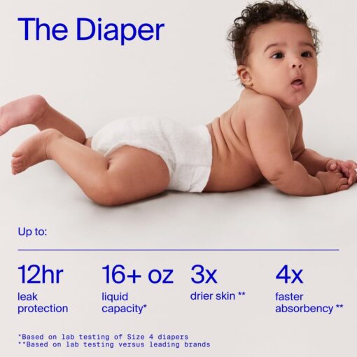 Coterie Baby Wipes + Diapers Kit, Size 1 (198 Count) & Size Newborn Diapers (93 Count), 4 Pack (224) Wipes with 99% Water, Plant Based Materials, Hypoallergenic for Sensitive Skin, Baby Essentials - Image 4