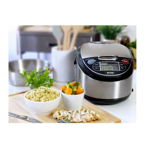 Tiger Corporation JAX-T10U-K 5.5-Cup (Uncooked) Micom Rice Cooker with Food Steamer & Slow Cooker, Stainless Steel Black - Image 5