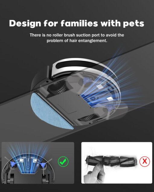 Pureatic V3 2 in 1 Robot Vacuum and Mop Combo，5000Pa Suction, Schedule Cleaning, Smart Mapping with 2.4G WiFi/Alexa/App/Remote Control, Automatic Self-Charging, Ideal for Pet Hair, Hard Floor - Image 5