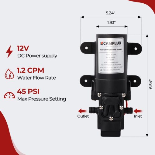 CAMPLUX 5L 1.32 GPM Outdoor Portable Propane Gas Tankless Water Heater With 1.2 GPM Water Pump - Image 4