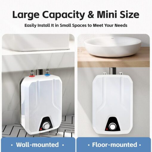 110V-120V 1.5Kw Small Under Sink Tank 2.16Gallon Water Heater Hot Storage,Mini Instant Electric RV TR Trailer Kitchen Compact Point-of-Use, (2.16gallon) - Image 9