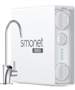 SMONET Tankless Reverse Osmosis System: 7 Stages Reverse Osmosis Drinking Water Filter 600 GPD with Smart LED Faucet Under Sink RO Water Filtration Systems for Whole Home 2:1 Pure to Drain NSF 58/372