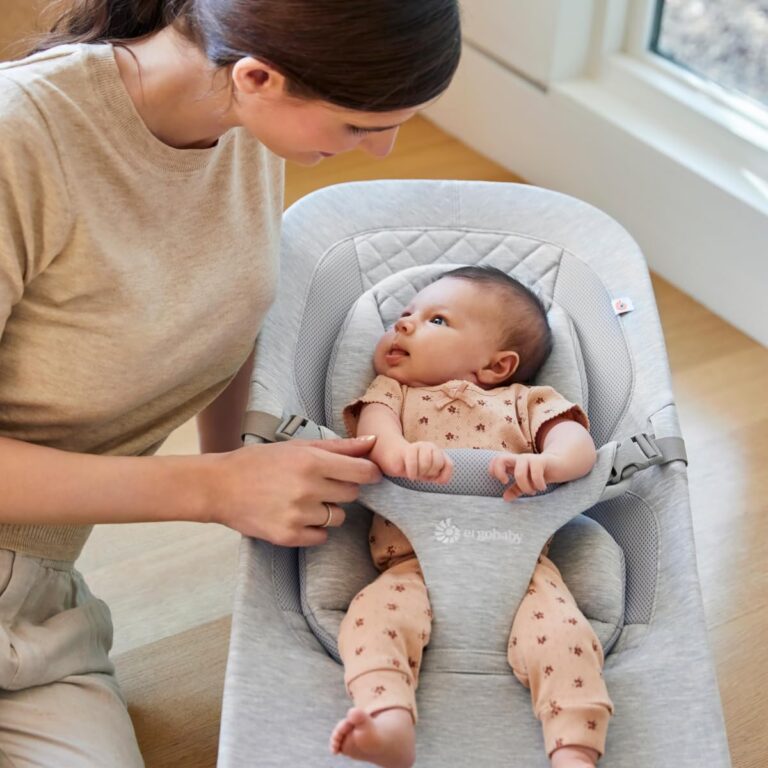 Ergobaby Evolve 3-in-1 Bouncer, Adjustable Multi Position Baby Bouncer Seat, Fits Newborn to Toddler, Oxford Blue - Image 2