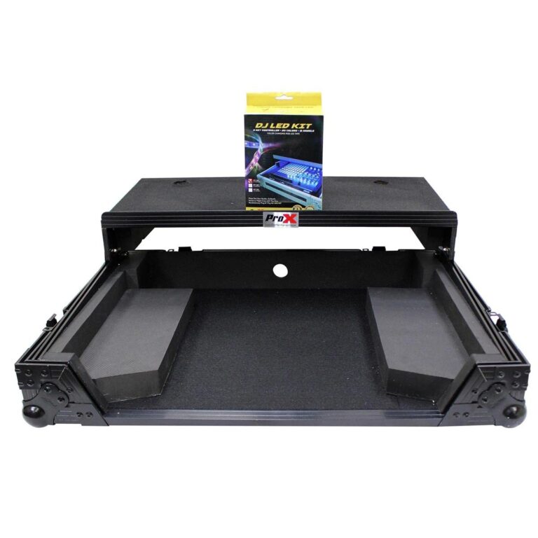 ProX Live Performance Gear XS-DDJSR2LTBL LED ATA Flight Case For Pioneer DDJ-SR2 DJ Controller with Laptop Shelf and LED - Black - Image 6