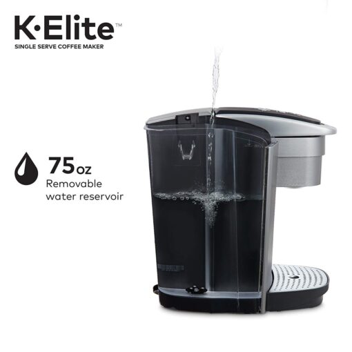 Keurig C K-Elite Maker, Single Serve K-Cup Pod Brewer, With Iced Coffee Capability, Brushed Silver Plus Extra Filter Included, 75oz - Image 3