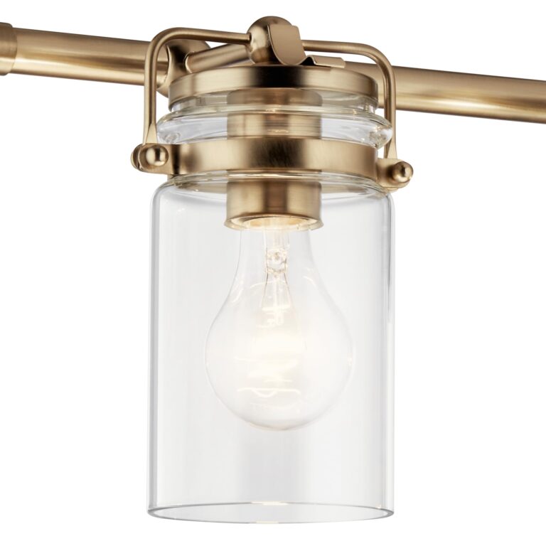 Kichler Brinley 4 Light Vanity Light with Clear Glass in Champagne Bronze, (32.5" W x 10.25" H), 45690CPZ - Image 8