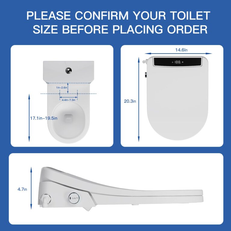 HAWKROWN Bidet Toilet Seat, Heated Toilet Seat Round Shape, Electric Bidet with Warm Water and Dryer, 3 Cleaning Mode, Self-Clean Stainless Steel Nozzle, LED Display, Night Light, Slow Close Lid - Image 3