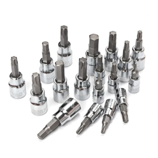 WORKPRO 450-Piece Drive Socket Set 1/2" 1/4" 3/8", CR-V Metric and Imperial with Quick-Release Ratchet Wrench, Spanners, Bits Set, Mechanics Tool for Car Repair - Image 5