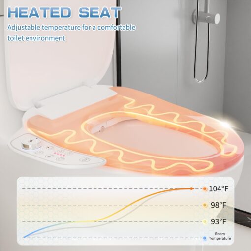LALAHOO Electric Bidet Toilet Seat with Side Panel, Elongated Heated Toilet Seat with Instant Warm Water & Dryer, Multiple Spray Modes, Japanese Toilet Seat - Image 6