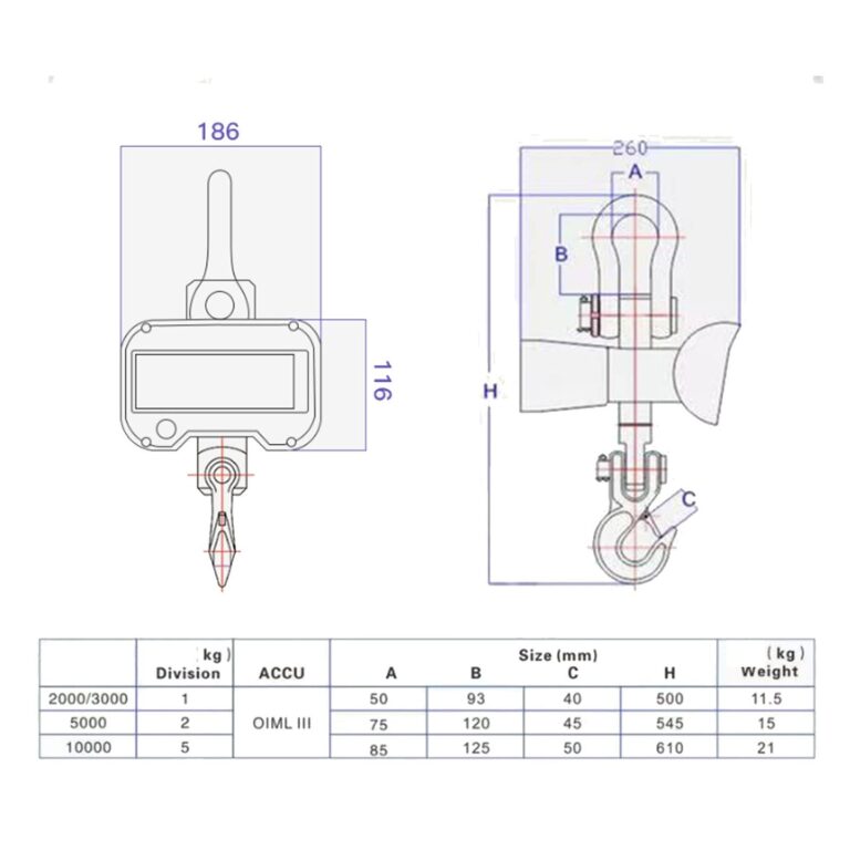 VGVGV Digital Crane Scale Electronic Hook Crane Scale 1-3-5 Tons Direct View Wireless Remote Control Printing Function for Farm,Deer,Livestock,Factory,Construction(A Look Directly 1T) - Image 4