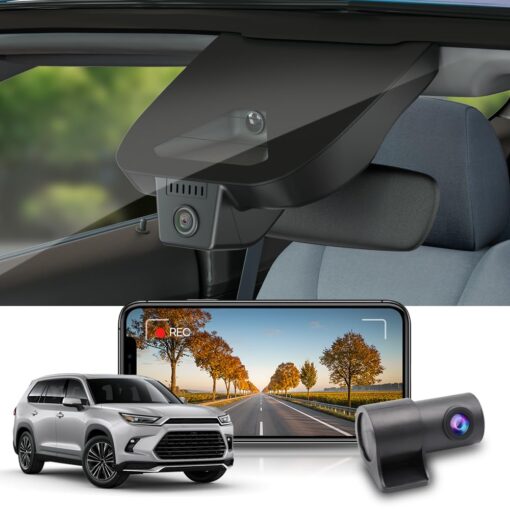 Fitcamx Front 4K+Rear 1080P Dash Cam for 2024 2025 Toyota Grand Highlander XLE Limited Platinum (AS10), OEM Look, Dual HD Video, Loop Recording, WiFi Connect & APP, G-Sensor, Easy to Set, 128GB Card