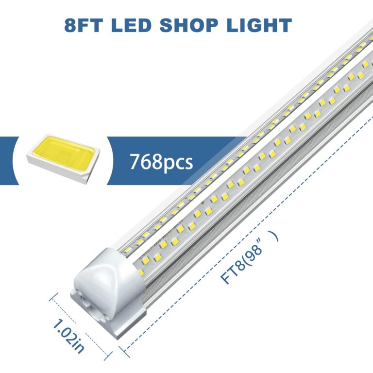 Giwsge 8ft LED Shop Light Fixture - 100W 15000LM 5000K 12 Pack, 8 Foot V Shape LED Strip Lights, 96" T8 LED Tube Light for Garage, Linkable with Plug - Image 6