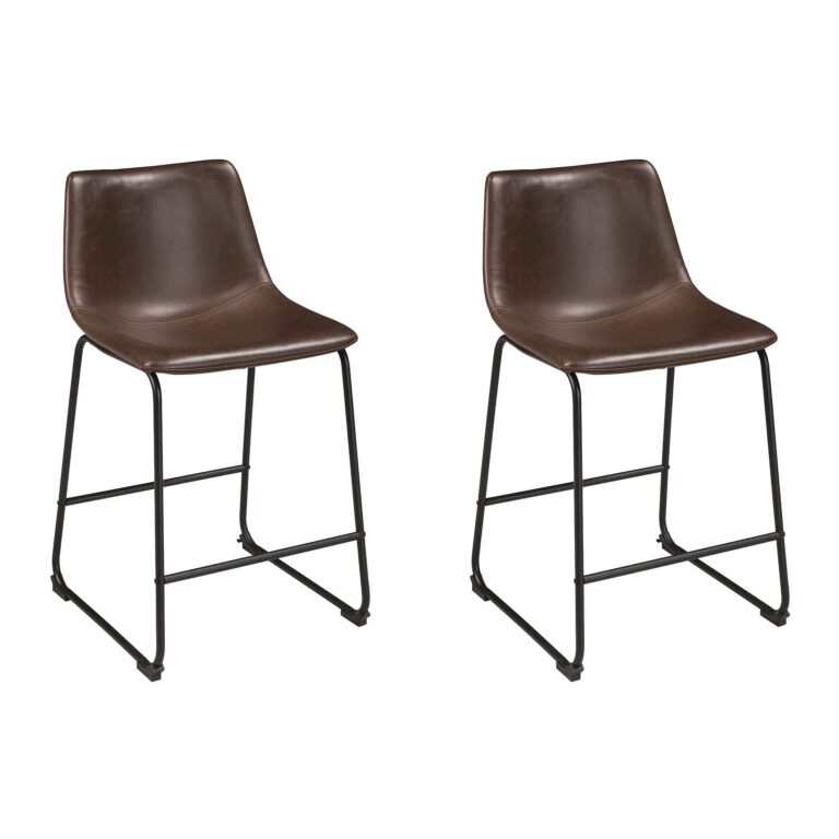 Signature Design by Ashley Centiar 24" Counter Height Modern Bucket Barstool 2 Count, Brown