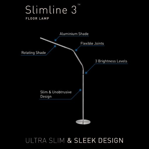 daylight Company Slimline 3 Floor Lamp-LED-80 CRI-Eye Care-4 Brightness Levels, 3,000 LUX at 30 cm, 1,065 LUMENS-4 Step DIMMER Mode, White - Image 7