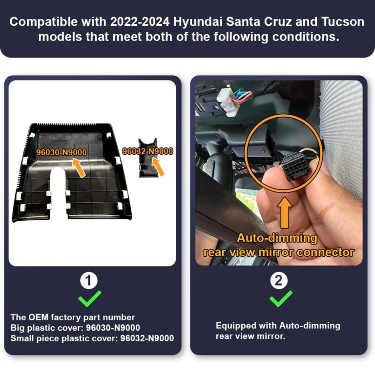 Fitcamx 4K Dash Cam Adapts for Hyundai Santa Cruz & Tucson 2022 2023 2024 2025 (Part NO#N9000) with Auto-Dimming, OEM Look, UHD 2160P Video, Built-in WiFi & APP, Loop Recording, G-Sensor, 64GB Card - Image 6