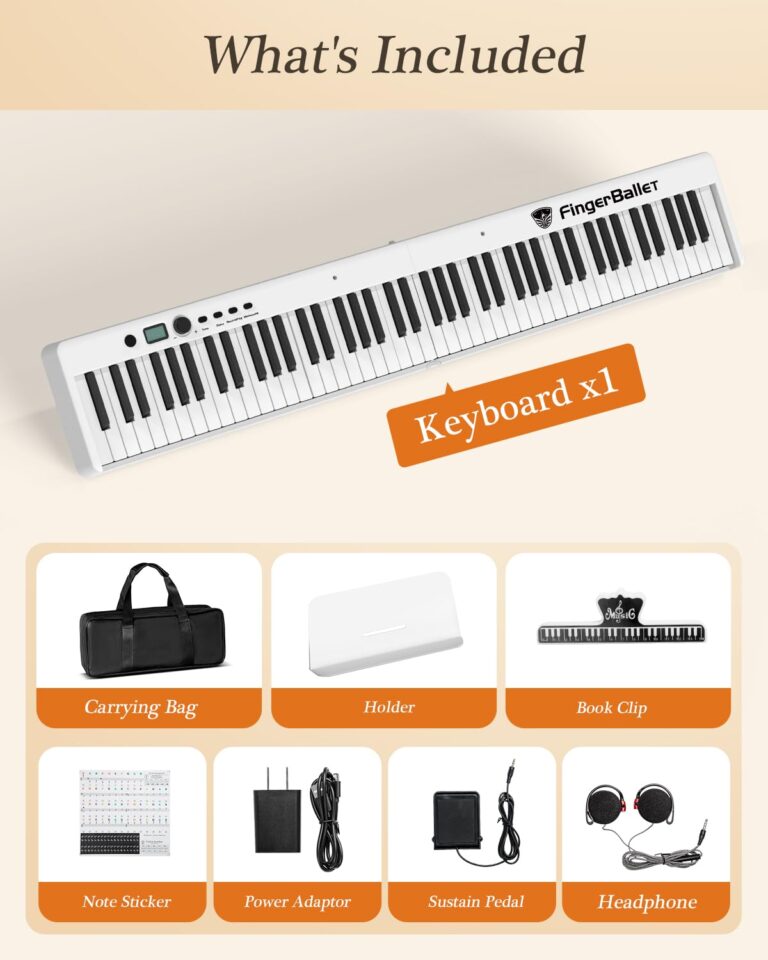 FingerBallet Portable Piano Keyboard, Semi-Weighted Folding Digital Piano 88 Key, Full Size, Wood Grain, Electric Piano Keyboard w/MIDI Bluetooth, Suitable for Adult, Toddler, Kids - Image 2