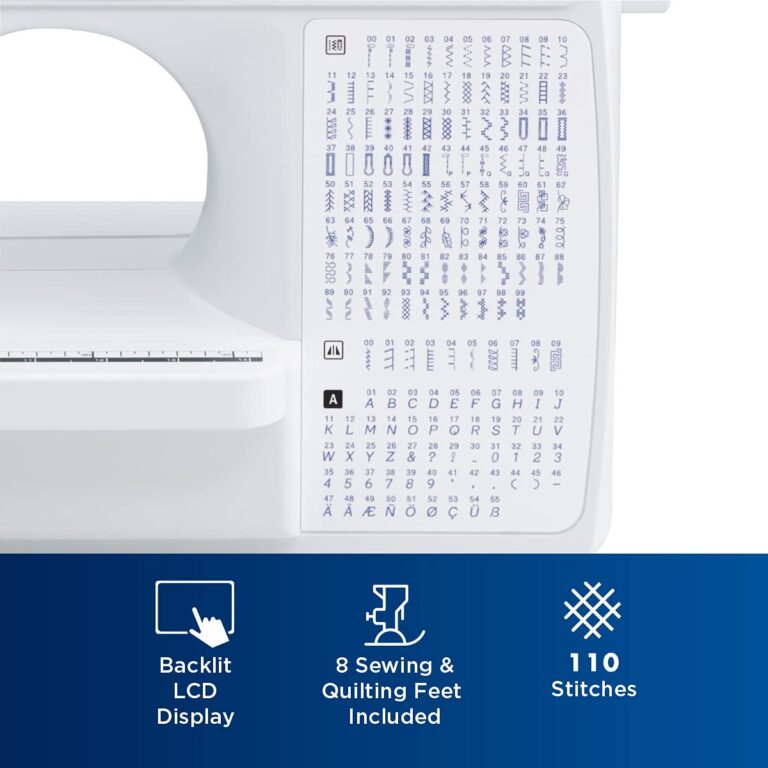 Brother Sewing and Quilting Machine, Computerized, 165 Built-in Stitches, LCD Display, Wide Table, 8 Included Presser Feet, White, 20x12x17 - Image 5