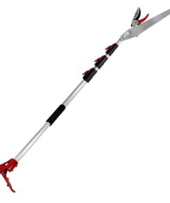 Prunrt 5.4-14.8 FT Tree Pruner Extendable 4 Sections, Telescopic Cut and Hold Trimmers Pole Saws Trimming Long Reach Pruning Shears Branch Cutter Clipper Bypass Lopper Fruit Picker