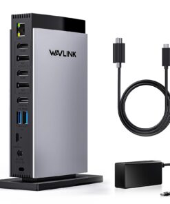 WAVLINK USB C DisplayLink Docking Station with 3 HDMI 4K60Hz,Displaylink Triple Display Docking Station for MacBook M1/M2/M3/Windows,5 USB Ports,2DP,Ethernet Port,Audio/Mic,SD/TF（No Charging Ports）