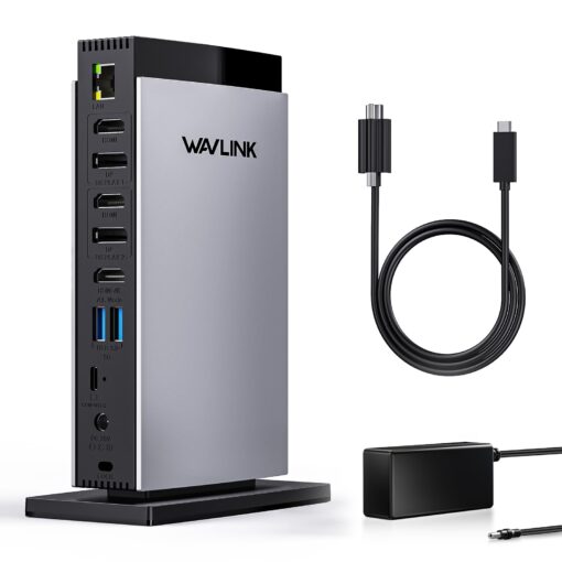 WAVLINK USB C DisplayLink Docking Station with 3 HDMI 4K60Hz,Displaylink Triple Display Docking Station for MacBook M1/M2/M3/Windows,5 USB Ports,2DP,Ethernet Port,Audio/Mic,SD/TF（No Charging Ports）