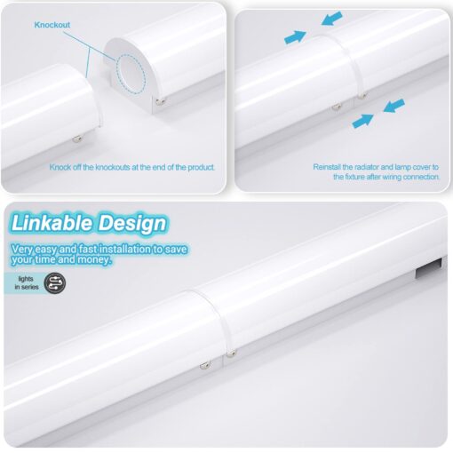 ANTLUX 8FT LED Shop Lights 110W Strip Lights [6-lamp T8 Fluorescent Equiv.], 12000LM, 5000K, Compact Commercial 8 Foot Light Fixtures for Warehouse, Garage, Energy Saving up to 4000W/5 Years, 6 Pack - Image 4