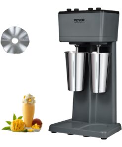 VEVOR Milkshake Maker, 375W x 2 Electric Milkshake Machine, Double Heads Drink Mixer Blender Machine, 3-Speed Milkshake Mixer with 2 x 820 ml Stainless Steel Cups, for Commercial and Home