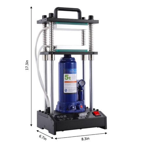 5 Ton Portable Hydraulic Heat Press Machine 4.99 x 2.99 Inch Dual Heating Plates with Dual Temperature Controllers LED Screen - Image 4