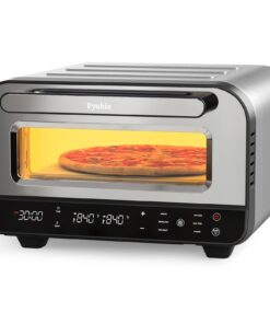 Pyukix Pizza Oven Indoor, Heats up to 840℉,12” Pizzas in 2 Minutes, Countertop Electric Pizza Maker with 6 Touchscreen Presets, Pizza Cooker with Stone&Peel&Cutter Included