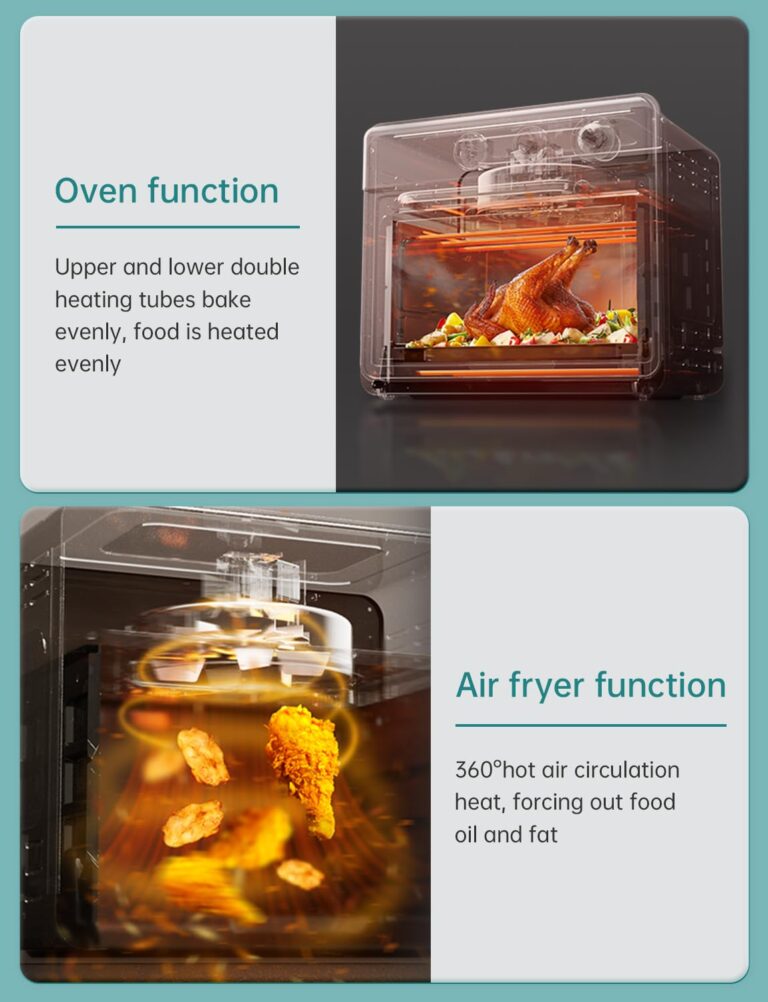 Neretva [21 QT& 6-in-1] Toaster Oven & Air Fryer, Compact Toaster Ovens Countertop with 5 Slices 1500W Rapid Heat Air Fryer Toaster Oven Combo Stainless Steel for Bake/Toast/Broil/Air Fryer/Defrost - Image 5