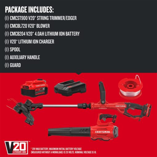 CRAFTSMAN V20 String Trimmer and Leaf Blower Combo Kit, Cordless (CMCK297M1) - Image 5
